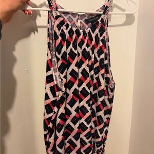 White House Black Market Pink and Navy Sleeveless Top